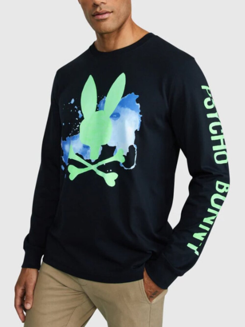 Psycho Bunny Mallette Cotton Long Sleeve Graphic Tee Size 2 ( XXS)